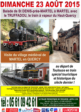 Affiche Train Historique Toulouse pour balade en train à vapeur vers Martel en