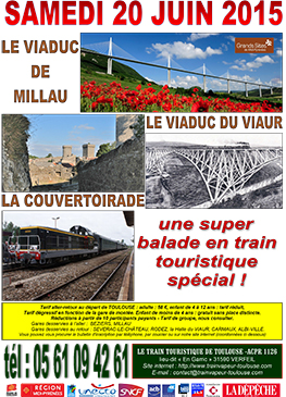 Affiche Train Historique Toulouse pour balade touristique au viaduc de Millau