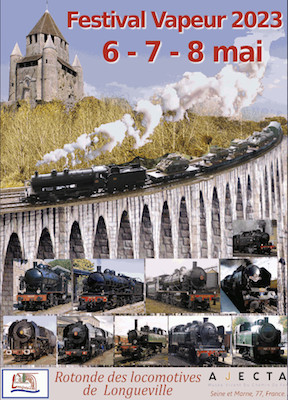 Affiche Festival Vapeur 2023 avec Train Historique Toulouse sur viaduc