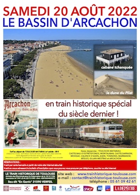 Affiche Train Historique Toulouse vers bassin d’Arcachon en août 2022