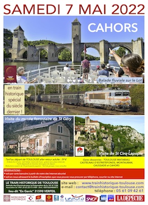Affiche Train Historique Toulouse : sortie à Cahors le 7 mai 2022