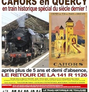 Affiche Train Historique Toulouse : retour de la 141 R 1126 à Cahors en 2018