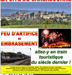 Affiche Train Historique Toulouse pour le 14 juillet à la Cité de Carcassonne