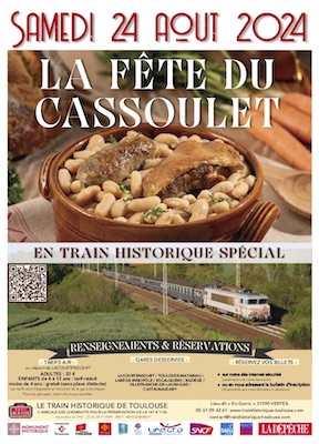 Affiche La fête du cassoulet, Train Historique Toulouse, samedi 24 août 2024