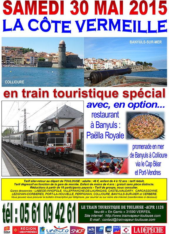 Affiche Train Historique Toulouse en train touristique spécial Côte Vermeille