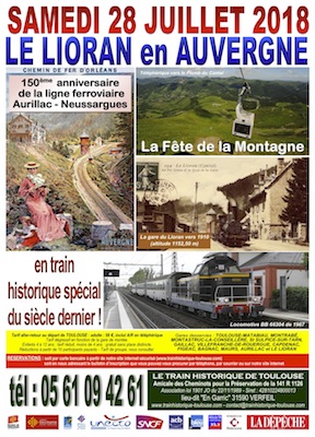 Affiche Train Historique Toulouse, samedi 28 juillet 2018, Le Lioran en Auvergne