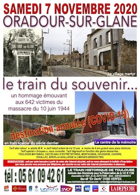 Affiche Oradour-sur-Glane le train du souvenir, destination annulée COVID-19