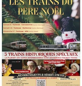 Affiche décembre 2023 Les trains du Père Noël, Train Historique Toulouse
