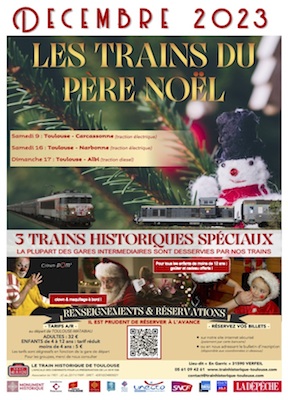 Affiche décembre 2023 Les trains du Père Noël, Train Historique Toulouse