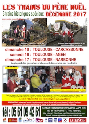 Affiche Train Historique Toulouse, trains du Père Noël décembre 2017