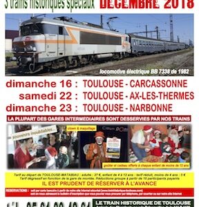 Affiche Train Historique Toulouse : trains du Père Noël décembre 2018, dates et