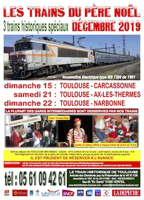 Affiche Train Historique Toulouse : trains du Père Noël décembre 2019