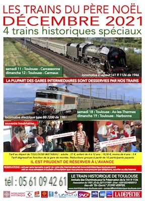 Affiche Train Historique Toulouse : Les trains du Père Noël décembre 2021