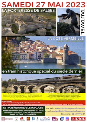 Affiche Train Historique Toulouse, forteresse de Salses et Côte Vermeille, 27