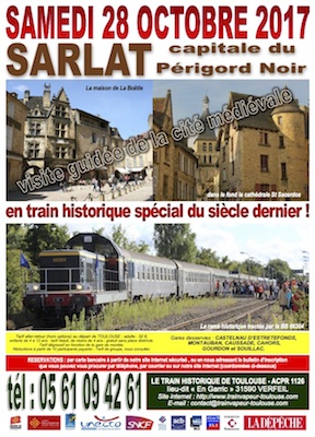 Affiche Train Historique Toulouse pour visite guidée de Sarlat le 28 octobre
