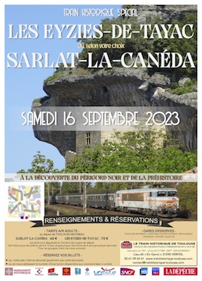 Affiche Train Historique Toulouse : Les Eyzies, Sarlat, samedi 16 septembre 2023