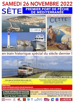 Affiche Train Historique Toulouse vers Sète, samedi 26 novembre 2022