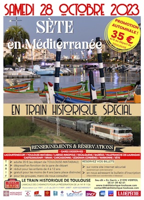 Affiche Sète en Méditerranée en Train Historique Toulouse le 28 octobre 2023