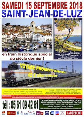 Affiche Train Historique Toulouse pour Saint-Jean-de-Luz, 15 septembre 2018