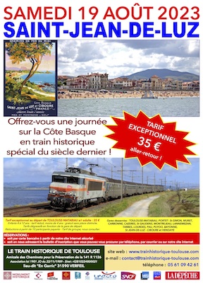 Affiche du Train Historique Toulouse pour Saint-Jean-de-Luz, 19 août 2023