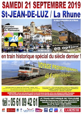Affiche Train Historique Toulouse, excursion St-Jean-de-Luz et La Rhune,