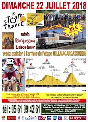 Affiche Tour de France 2018 Train Historique Toulouse en train spécial étape