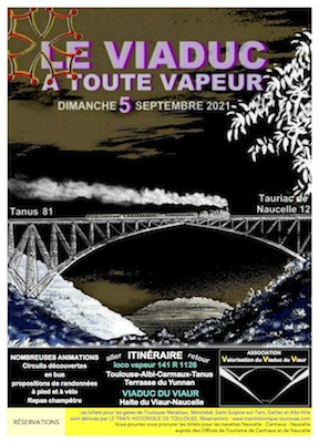 Affiche Train Historique Toulouse sur le viaduc à toute vapeur, 5 septembre 2021