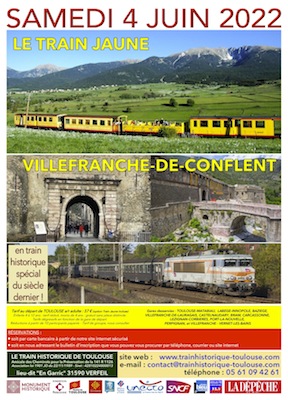 Affiche du Train Historique Toulouse Le Train Jaune samedi 4 juin 2022