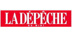 Logo La Dépêche du Midi en lettres blanches sur fond rouge