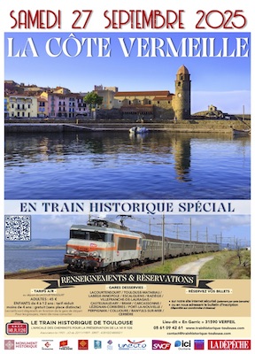 Affiche Train Historique Toulouse La Côte Vermeille samedi 27 septembre 2025