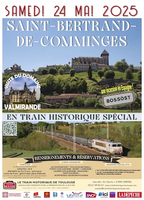 Affiche Train Historique Toulouse pour Saint-Bertrand-de-Comminges le 24 mai