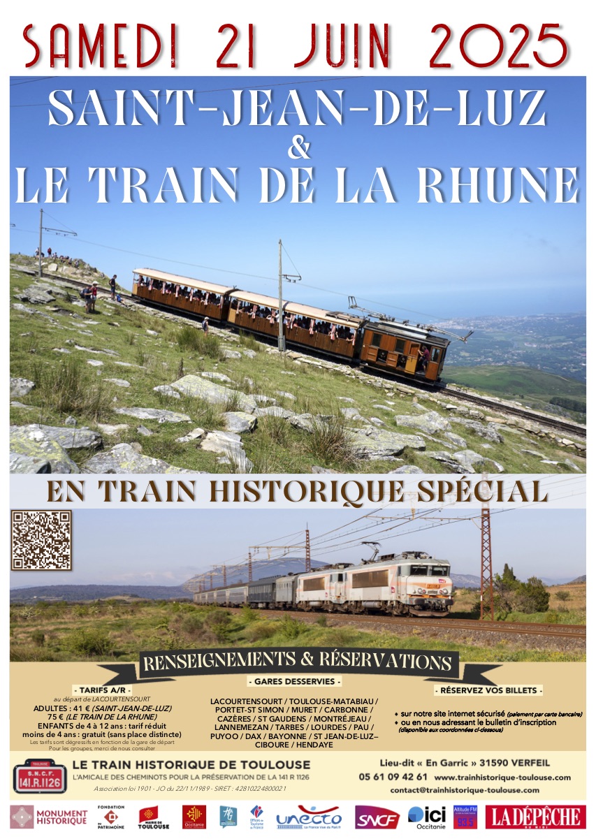 Affiche Train Historique Toulouse : Saint-Jean-de-Luz et train de la Rhune