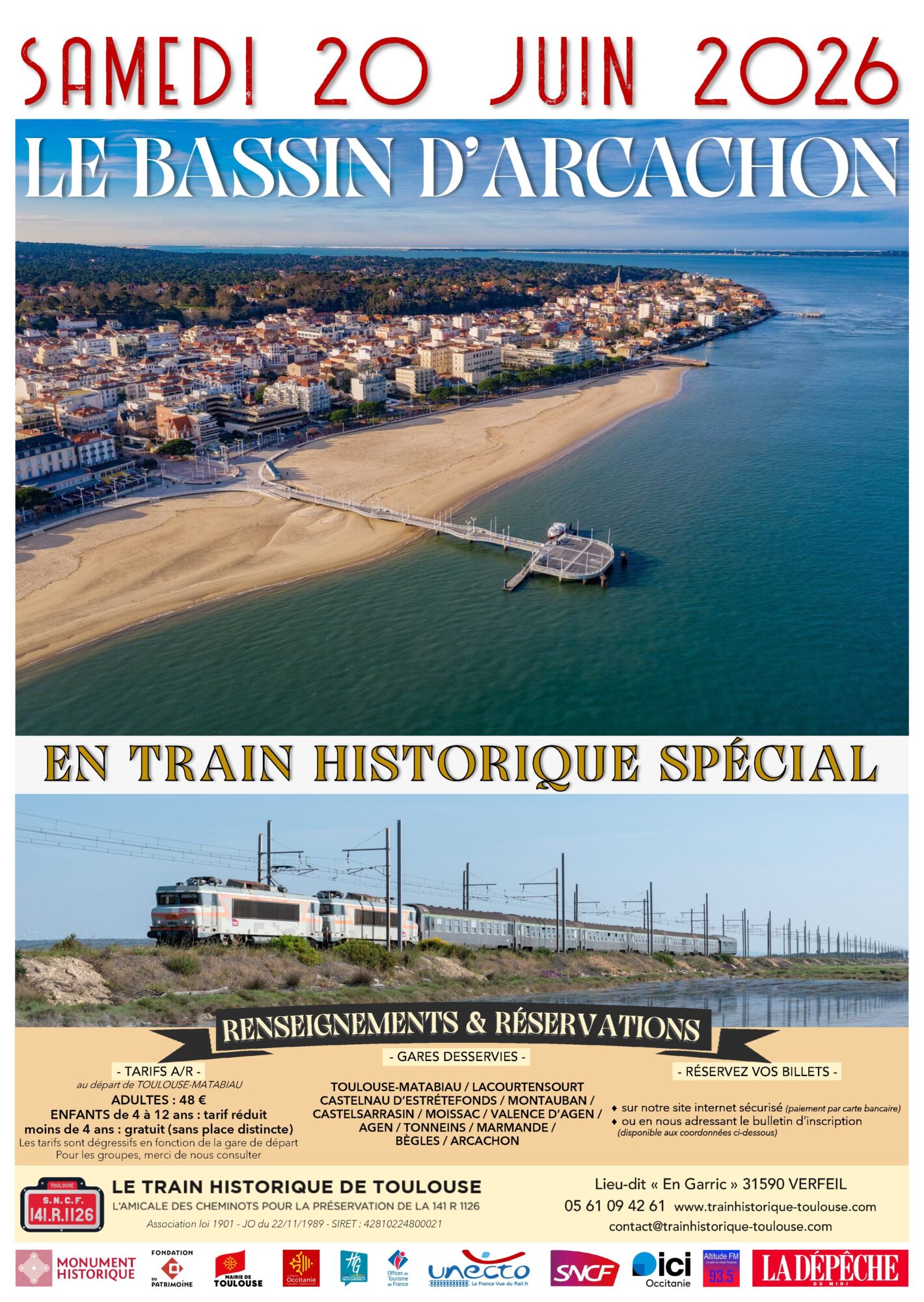 Affiche Train Historique Toulouse : Bassin d’Arcachon, samedi 20 juin 2026