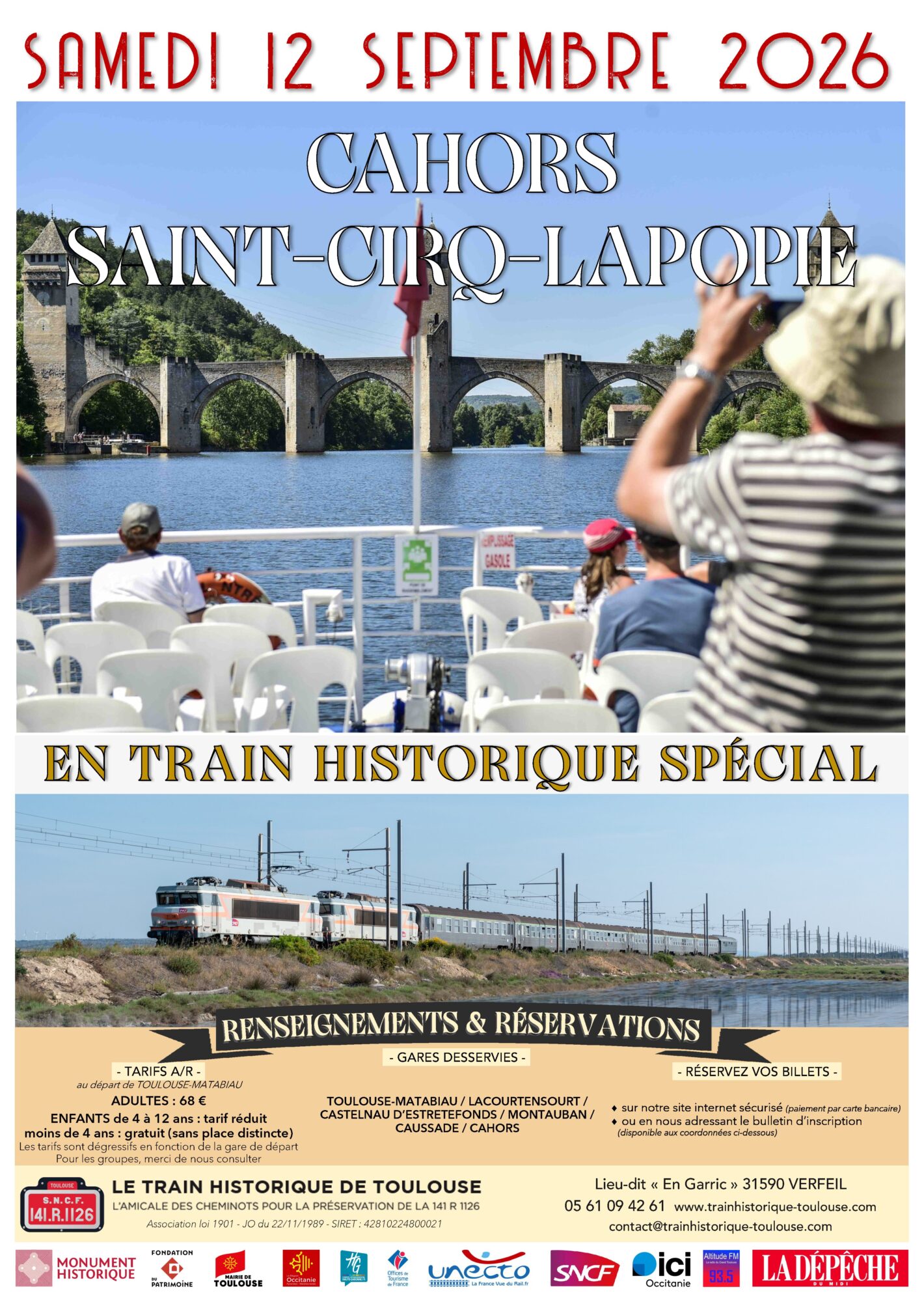 Affiche Train Historique Toulouse : Cahors et Saint-Cirq-Lapopie, 12 septembre