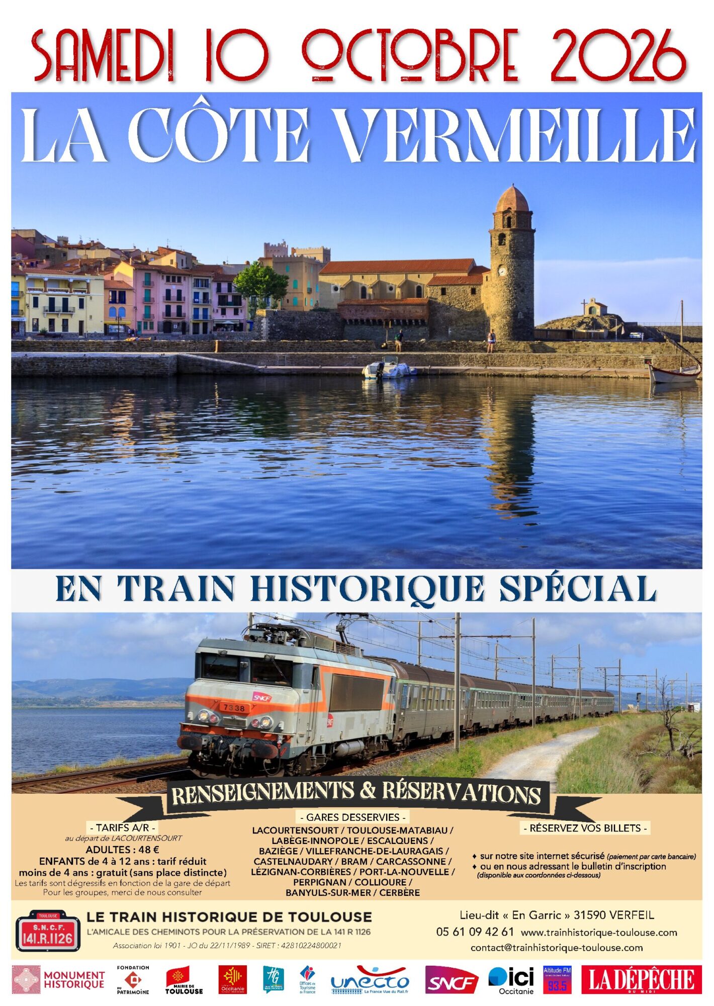 Affiche Train Historique Toulouse : sortie La Côte Vermeille 10 octobre 2026