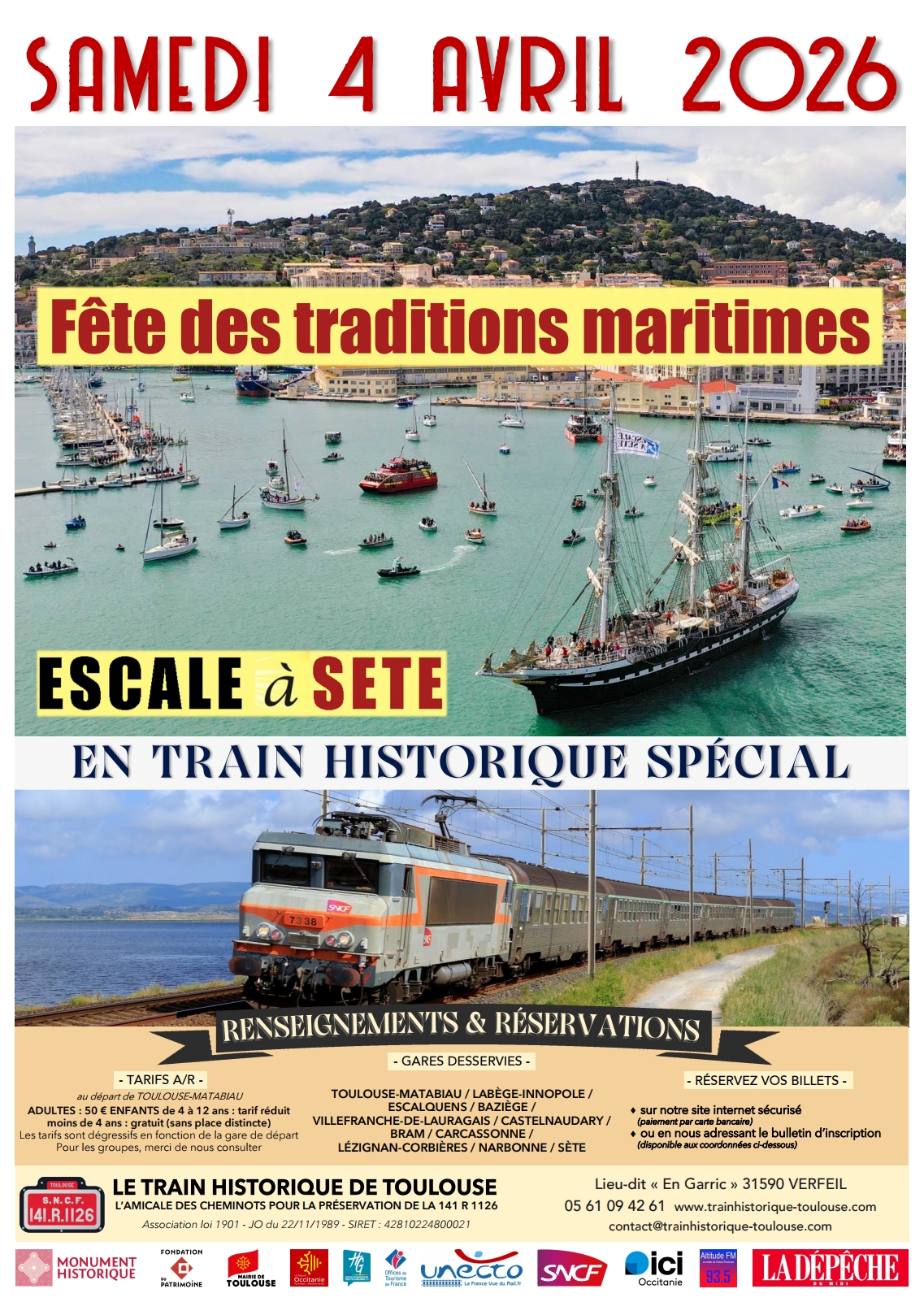 Affiche Train Historique Toulouse pour la fête des traditions maritimes à Sète